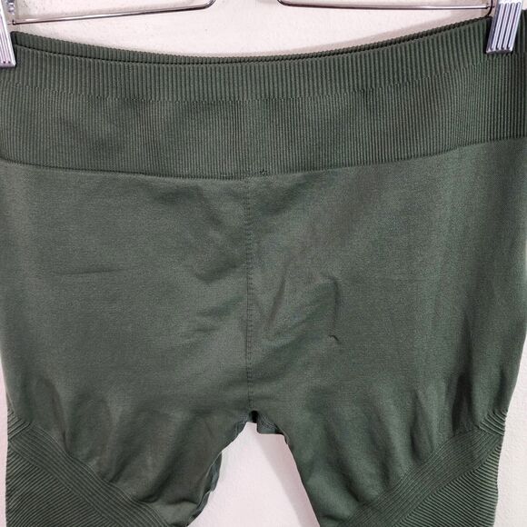 Fabletics Size Large High Rise Seamless Crop Moto Leggings Pants Dark Green - Picture 3 of 7